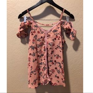Floral Shirt with Arm Ruffles